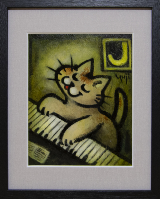 芦川雄二「ピアノ猫」油彩