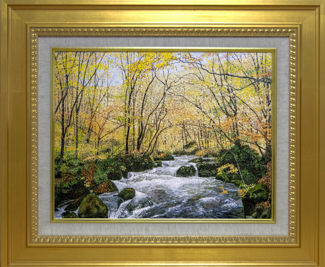 奥入瀬の秋を描いた油絵” 百瀬太虚「阿修羅の流れ」 F6 油彩画 600×500