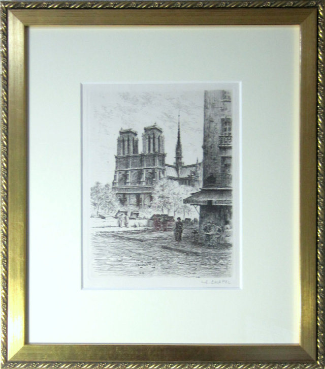 パリ風景画・チャペル「ノートルダム寺院」エッチング415×365mm