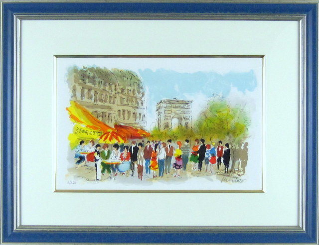ヨーロッパ風景画・　ウシェ「凱旋門」リトグラフ・外寸465×605mm