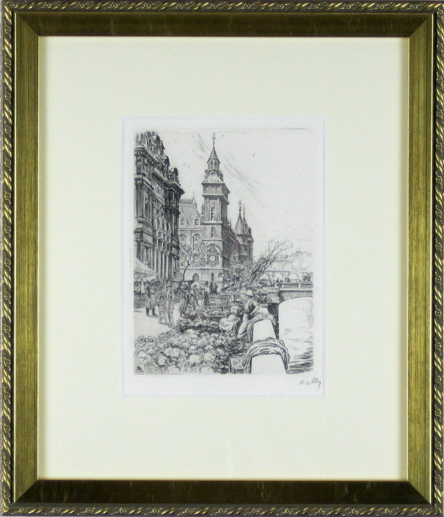 パリ風景画・ケリー　「ノートルダム」エッチング400×334mm