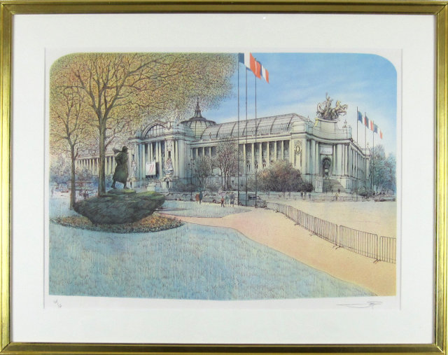 ヨーロッパ風景画・ラフルスキー「グラン・ドパレ」リトグラフ・外寸705×895mm