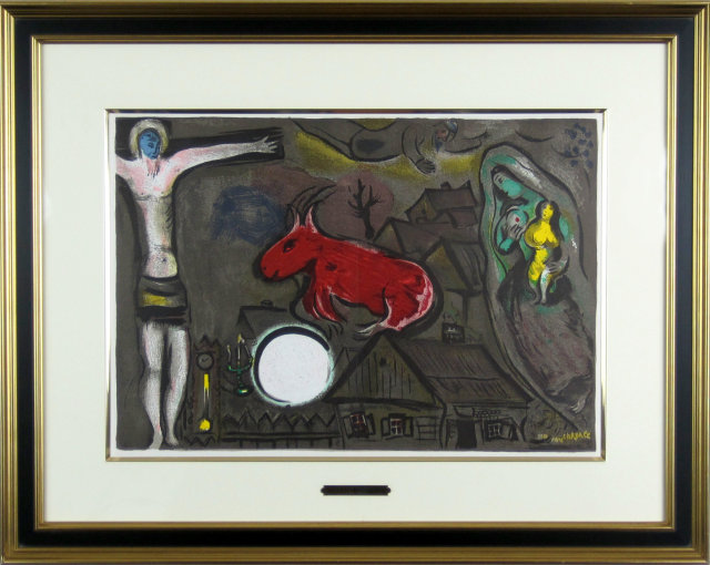 シャガール「赤いロバとキリスト」１９５0年リトグラフ・額寸600×760mm