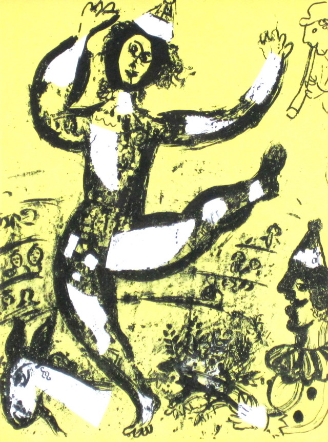 シャガール「曲芸上」１９60年リトグラフ・額寸583×460mm