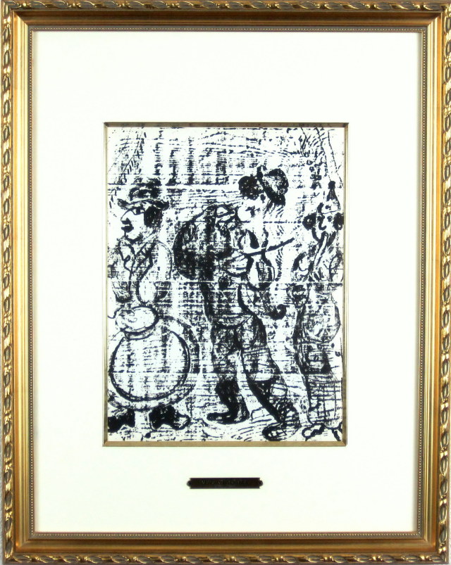 シャガール「辻音楽師」１９60年リトグラフ・額寸444×560mm