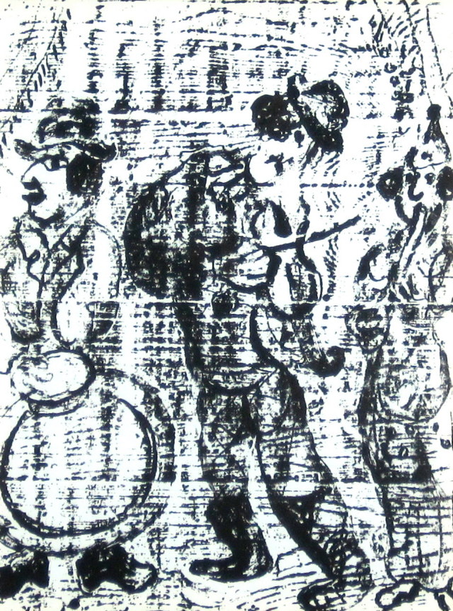 シャガール「辻音楽師」１９63年リトグラフ・額寸444×560mm