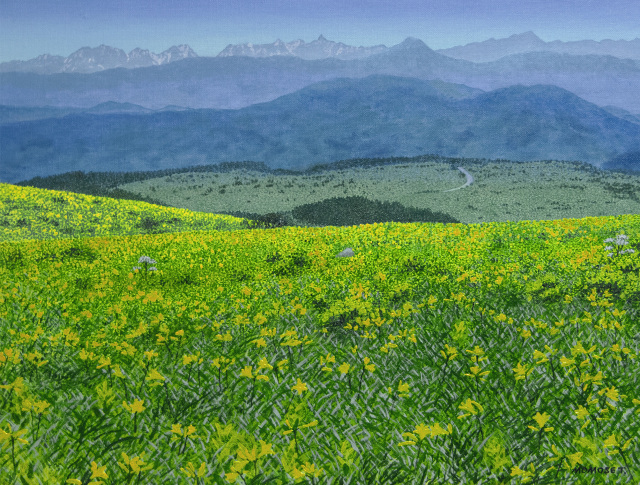 百瀬太虚　「霧ヶ峰」　油彩画　F6
